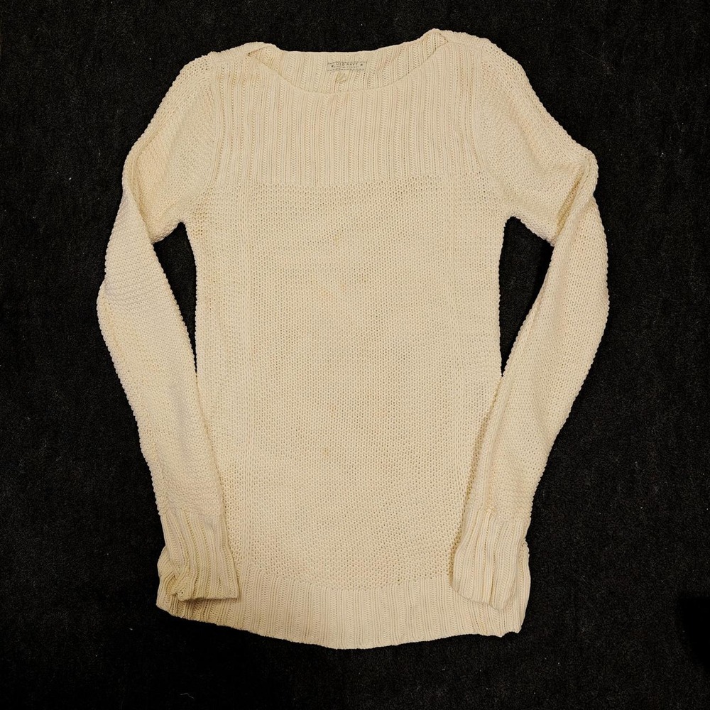 Old Navy Cream Off The Shoulder Sweater Textured Knit Long Sleeve Ivory Small